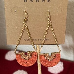 NWTStudio Barse Gold and Coral Earrings #BJER